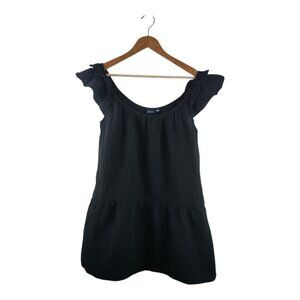 Gap Women's Black Cotton Ruffle Tunic Dress Size Medium